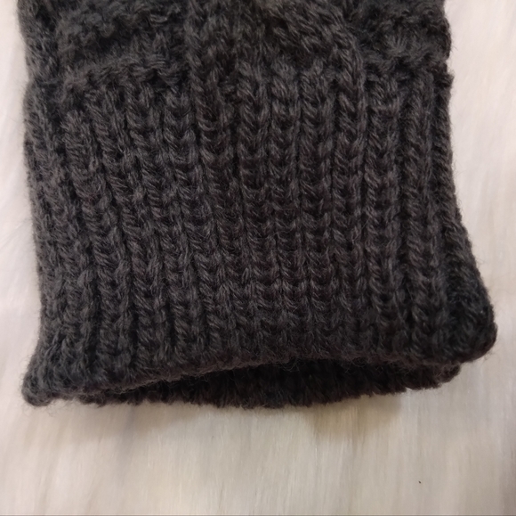 Fingerless Braided Knitted Gloves In Dark Gray - Picture 6 of 8